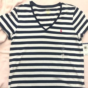 White and Navy Stripped Polo